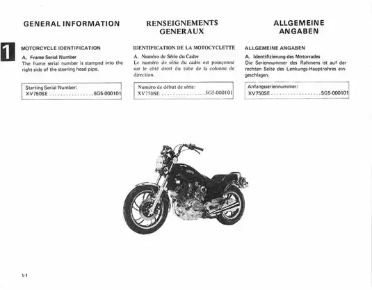 Yamaha Virago XV750SE, XV750 service manual Preview image 2