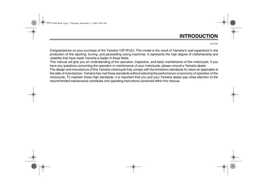 2004-2005 Yamaha YZF-R1, R-1 R 1 R1S R1SC service manual Preview image 3