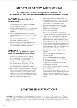 Elna 744 overlock machine instruction manual Preview image 2