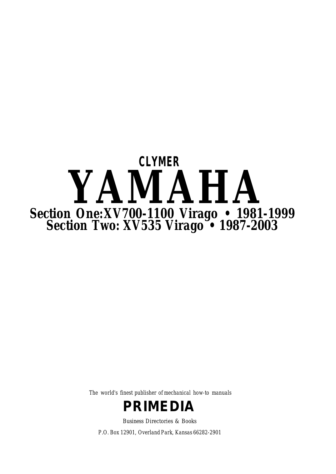 1981-2003 Yamaha XV1000 Virago service manual Preview image 2