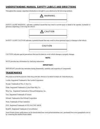 2008 Polaris Ranger 500 2X4, 4X4, EFI ATV service manual Preview image 2