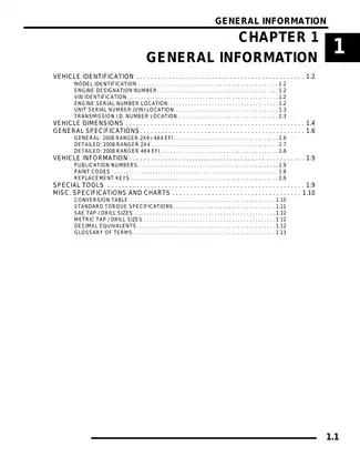 2008 Polaris Ranger 500 2X4, 4X4, EFI ATV service manual Preview image 5