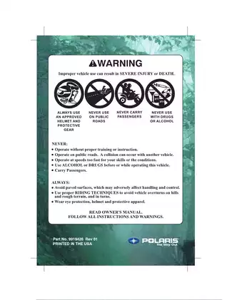 2005 Polaris Sportsman 700 EFI Owner's Manual - Complete Guide Preview image 2