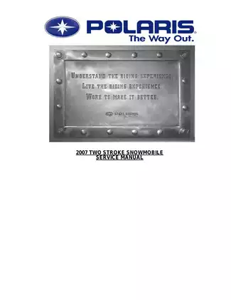 2007 Polaris Snowmobile Two Stroke Service Manual