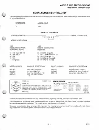 Snowmobile manual for 1985-1995 Polaris models Preview image 2