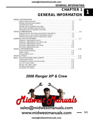 2008 Polaris Ranger Crew XP 6x6 shop manual Preview image 1