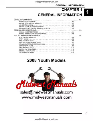 2008 Polaris ATV Models Service Manual - Predator 50, Outlaw 90, Sportsman 90
