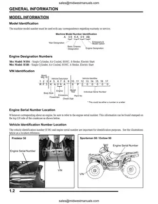 2008 Polaris Predator 50, Outlaw 90, Sportsman 90 youth ATV service manual Preview image 2