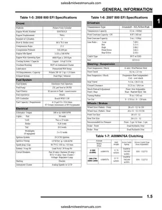 2008 Polaris Sportsman 800 EFI Service Manual Preview image 5