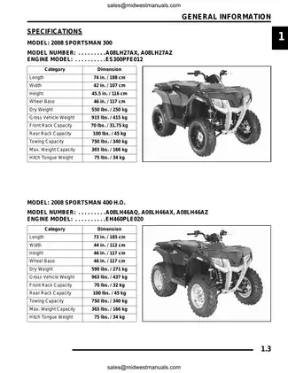 2008 Polaris Sportsman 300, Sportsman 400 ATV repair manual Preview image 3