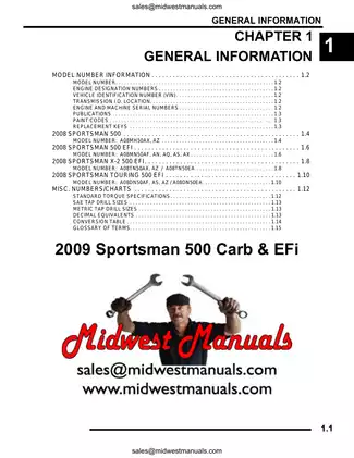 2009 Polaris Sportsman 500 ATV manual Preview image 1