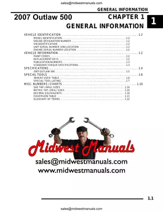 2007 Polaris Outlaw 500 Service Manual PDF Preview image 1