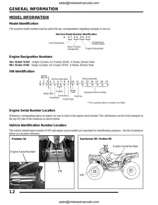 2007 Polaris Predator 50, Sportsman 50, Sportsman 90, Outlaw 90 youth ATV service manual Preview image 2