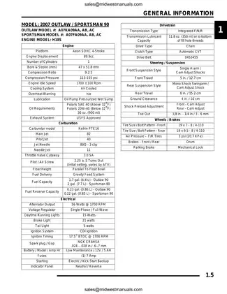 2007 Polaris Predator 50, Sportsman 50, Sportsman 90, Outlaw 90 youth ATV service manual Preview image 5