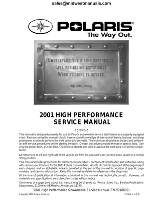 2001 Polaris 440, 500, 600, 700, 800 repair manual Preview image 2