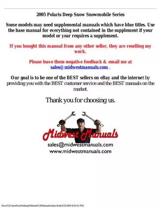 2005 Polaris Deep Snow Snowmobile Service Manual