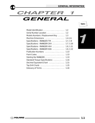 2004 Polaris Ranger ATV manual Preview image 1