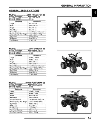 2008 Polaris Predator 50, Outlaw 90 & Sportsman 90 Repair Manual Preview image 3