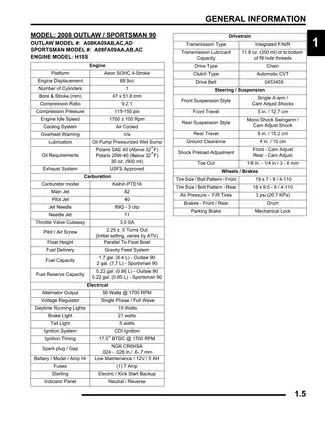 2008 Polaris Predator 50, Outlaw 90 & Sportsman 90 Repair Manual Preview image 5