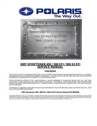 2007 Polaris Sportsman 450/500 EFI Service Manual