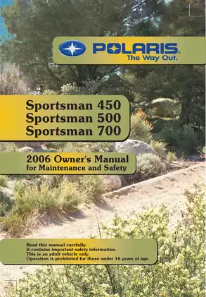2006 Polaris Sportsman 450, Sportsman 500, Sportsman 700 ATV owners manual Preview image 1