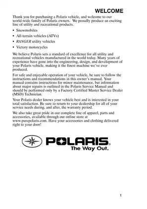 Polaris Sportsman 450/500/700 Owner's Manual and Service Guide Preview image 4
