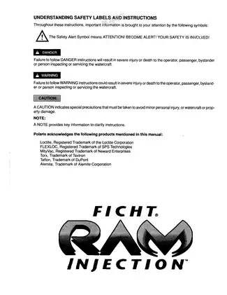 Polaris Personal Watercraft Service Manual - Models SLX, PRO 120, Virage TXi, and Genesis Preview image 3