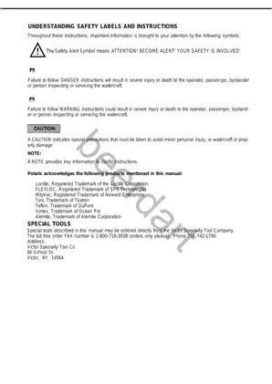 Polaris Personal Watercraft Service Manual (1992-1998) Preview image 2
