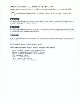 1999 Polaris Genesis FICHT® and X-45 Personal Watercraft Service Manual Preview image 3