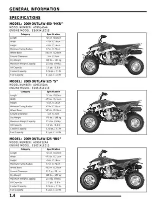 2009 Polaris Outlaw 450 MXR, 525 S, 525 IRS ATV service manual Preview image 4
