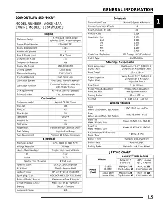 2009 Polaris Outlaw 450 MXR, 525 S, 525 IRS ATV service manual Preview image 5