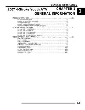 2007 Polaris Predator 50, Outlaw 90, Sportsman 90 service manual