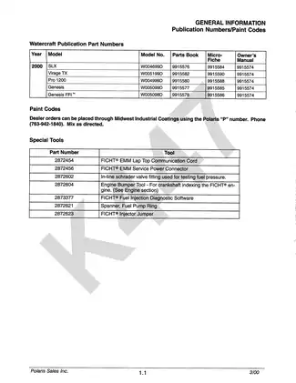 2000-2004 Polaris Virage TX, SLX,Pro 1200,Genesis,Genesis FFI service manual Preview image 5