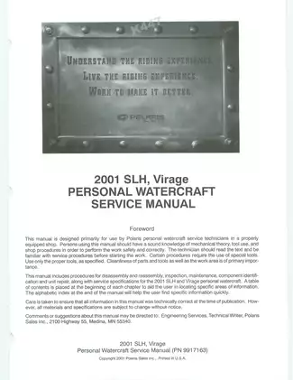 2001-2004 Polaris SLH, Virage service manual Preview image 2