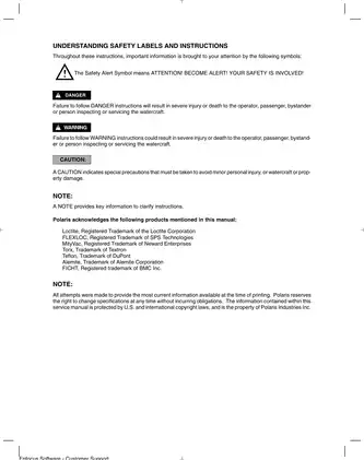 2003 Polaris Personal Watercraft Service Manual | Freedom, Virage, Genesis i Preview image 3