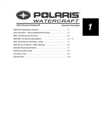 2003 Polaris MSX 140 Personal Watercraft Service Manual Preview image 5