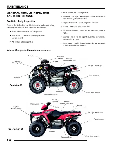 Polaris Predator 50, Outlaw 90 & Sportsman 90 ATV 2009 OEM Service Manual (P/N 9921800)