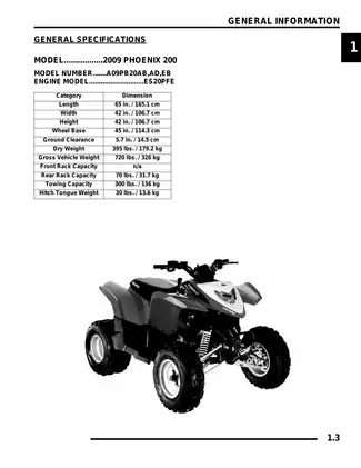 2009 Polaris Phoenix 200 ATV service manual Preview image 3