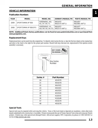 2009 Polaris Sportsman XP 850 Owner's Manual and Service Guide Preview image 3