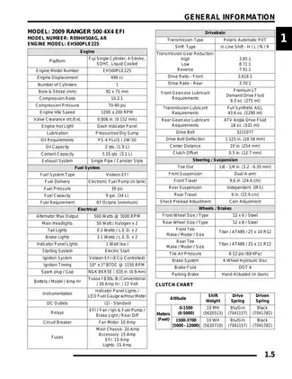2009 Polaris RANGER 500 4X4 EFI Service Manual Preview image 5