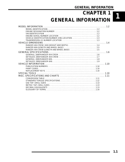 2009 Polaris Ranger 700 EFI Service Manual (P/N 9921882, P/N 9921884)