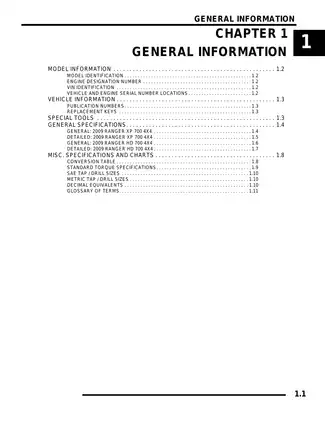 2009 Polaris Ranger XP 700 4x4 Service and Repair Manual