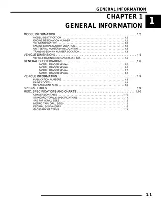 2005-2007 Polaris Ranger 700 XP EFI service manual Preview image 3