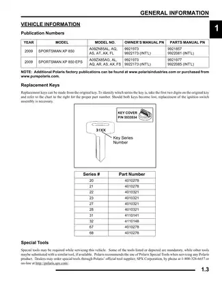 2009 Polaris Sportsman XP 850 Owner's Manual & Service Guide Preview image 3