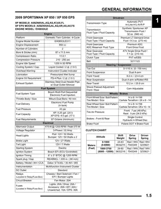 2009 Polaris Sportsman XP 850 Owner's Manual & Service Guide Preview image 5