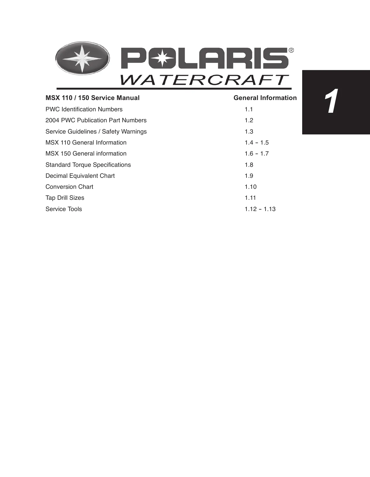 2004 Polaris MSX 110, MSX 150 service manual Preview image 3