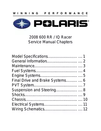 2007-2008 Polaris IQ 600 RR , IQ Raser snowmobile repair manual Preview image 3