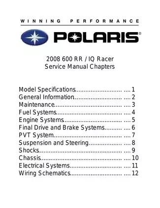 2008 Polaris 600 RR / IQ Racer Snowmobile Service Manual Preview image 3