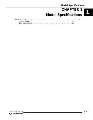2007-2008 Polaris IQ 600 RR , IQ Raser snowmobile repair manual Preview image 4