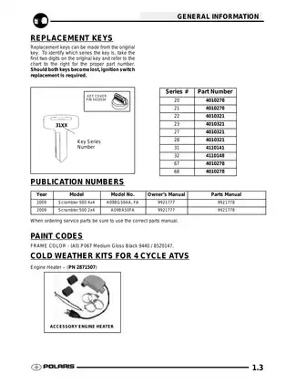 2009 Polaris Scrambler 500 4x4 and 2-wheel drive ATV service manual Preview image 3